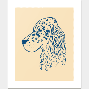 English Setter (Beige and Navy) Posters and Art